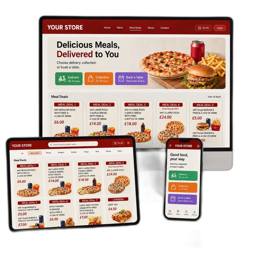Online website: delivery, collection, booking — Online Till service